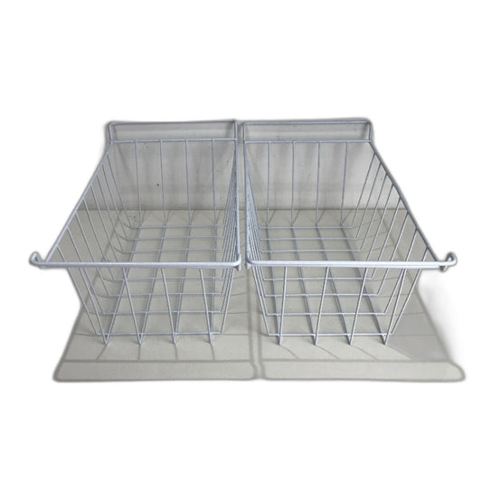 Pack Of 2 White Wired Pulled Out Storage Baskets Kitchen Bathroom NEW