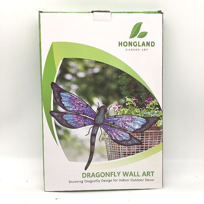 Hongland Garden Art Metal Dragonfly Home Yard Outdoor Wall Art Decor 14 Inch