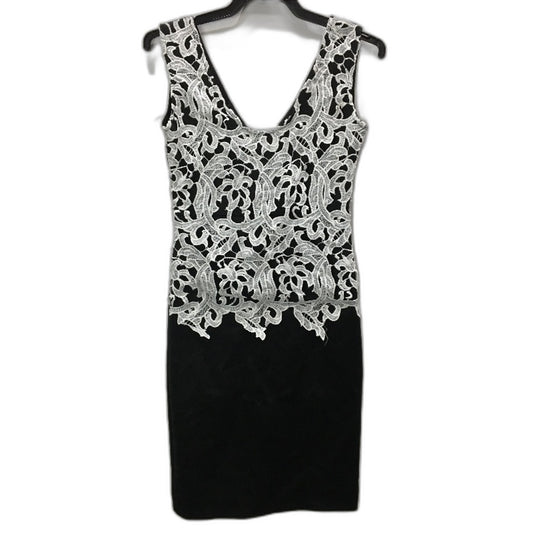 Fashion Black & White Lace Embroidered Front Sleeveless Mini Dress Womens Size M