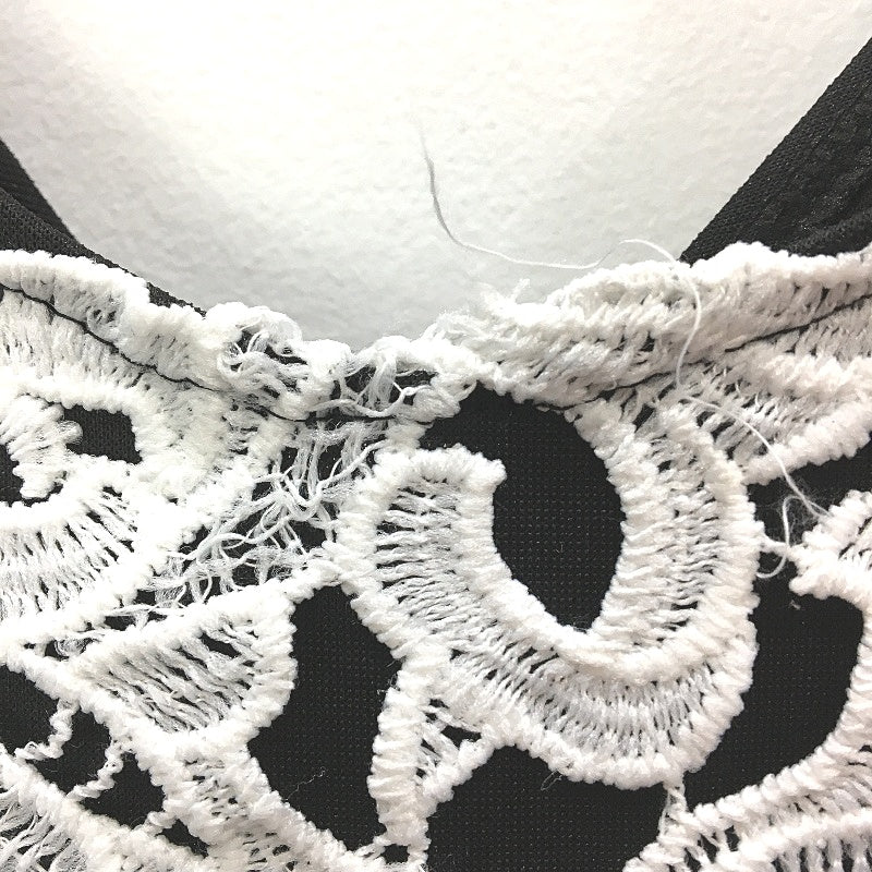 Fashion Black & White Lace Embroidered Front Sleeveless Mini Dress Womens Size M