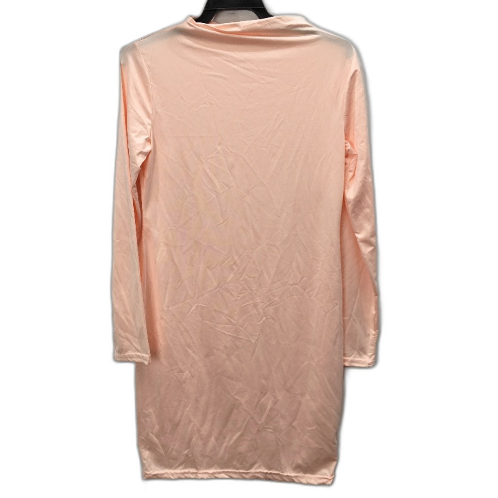 Wendy Tanic Peach Pink High Neck Long Sleeve Slim Mini Dress Womens Size L