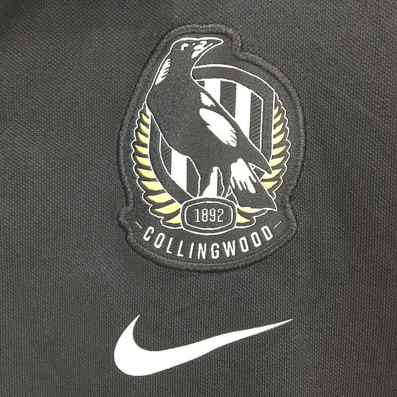 AFL Nike Collingwood Magpies Black Polo Shirt Short Sleeve Ladies Sz Medium NEW