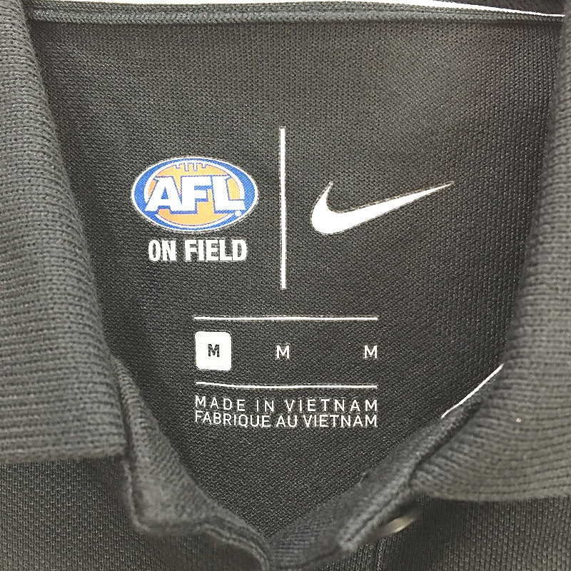 AFL Nike Collingwood Magpies Black Polo Shirt Short Sleeve Ladies Sz Medium NEW