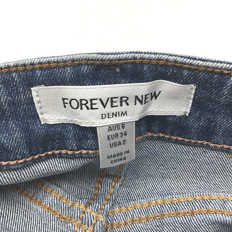 Forever New Blue High Rise Relaxed Fit Crop Length Denim Jeans Ladies Size AU 6