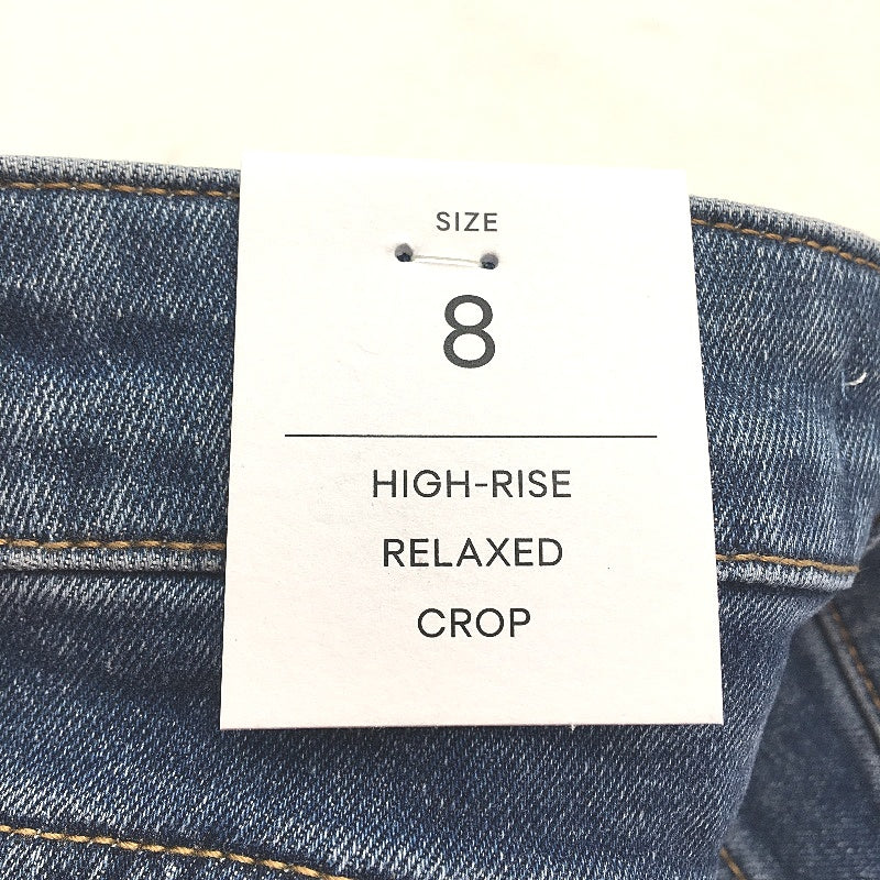 Forever New Blue High Rise Relaxed Fit Crop Length Denim Jeans Ladies Size AU 8