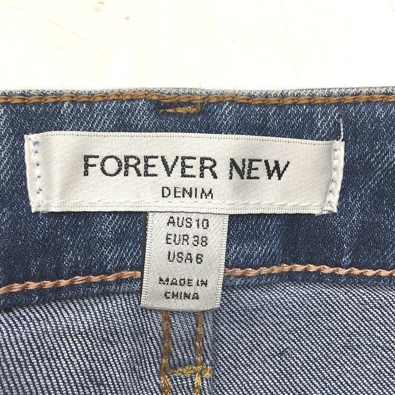 Forever New Blue High Rise Relaxed Fit Crop Length Denim Jeans Ladies Size AU 10