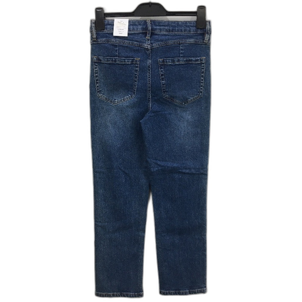 Forever New Blue High Rise Relaxed Fit Crop Length Denim Jeans Ladies Size AU 12