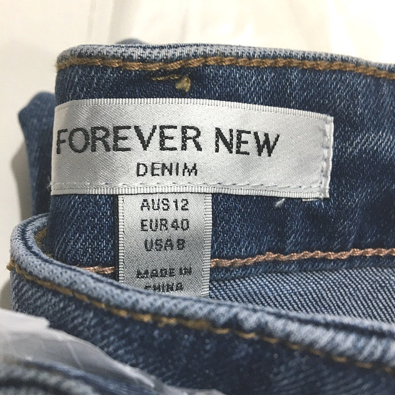 Forever New Blue High Rise Relaxed Fit Crop Length Denim Jeans Ladies Size AU 12