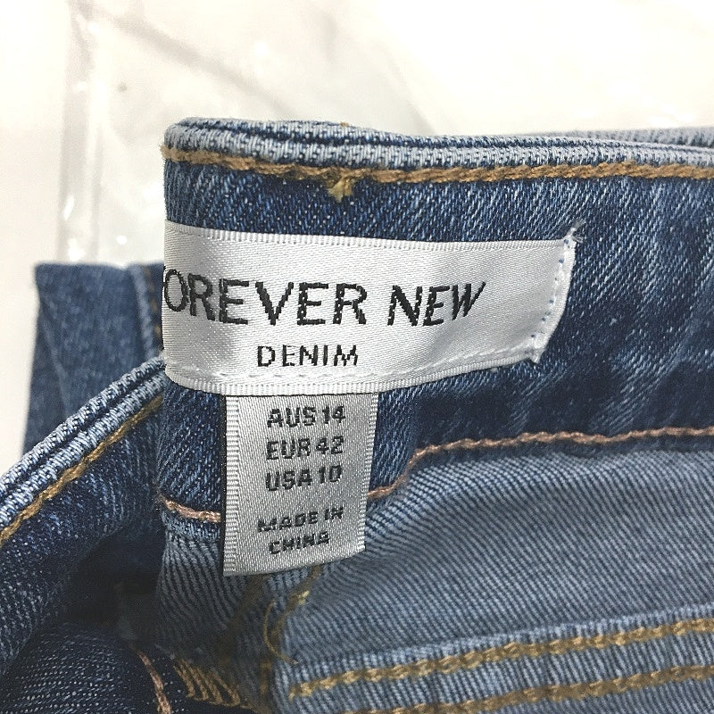 Forever New Blue High Rise Relaxed Fit Crop Length Denim Jeans Ladies Size AU 14