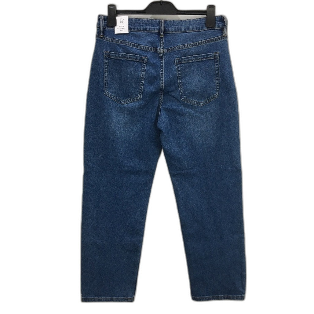 Forever New Blue Mid Rise Straight Leg Ankle Length Jeans Ladies Size AU 14