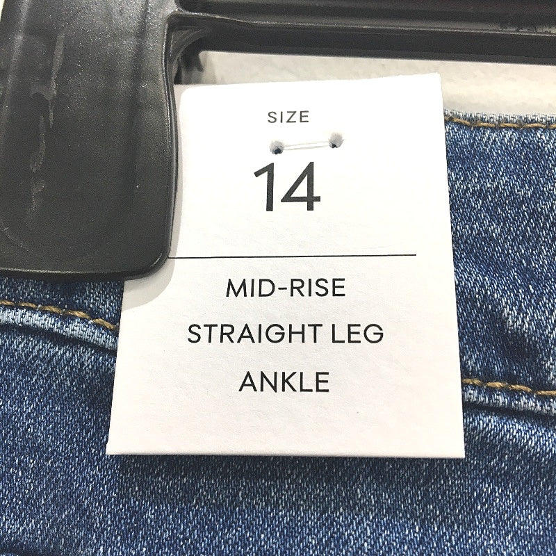 Forever New Blue Mid Rise Straight Leg Ankle Length Jeans Ladies Size AU 14