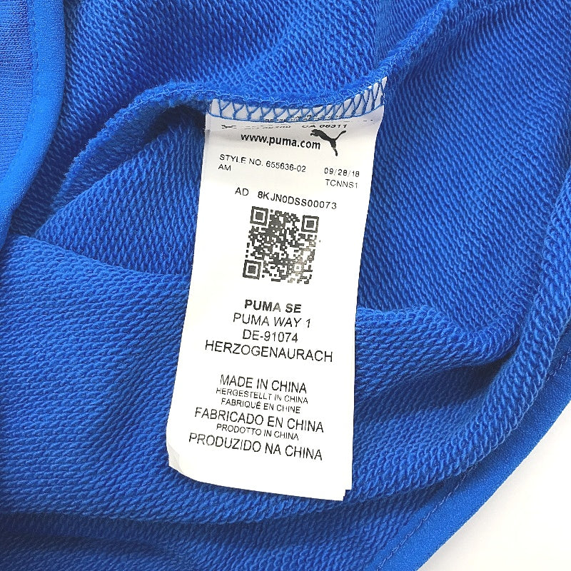 PUMA Junior Electric Blue Cotton Blend Hoodie With Front Pocket Kids Size M NEW