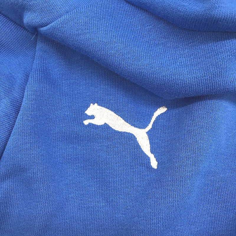 PUMA Junior Electric Blue Cotton Blend Hoodie With Front Pocket Kids Size M NEW