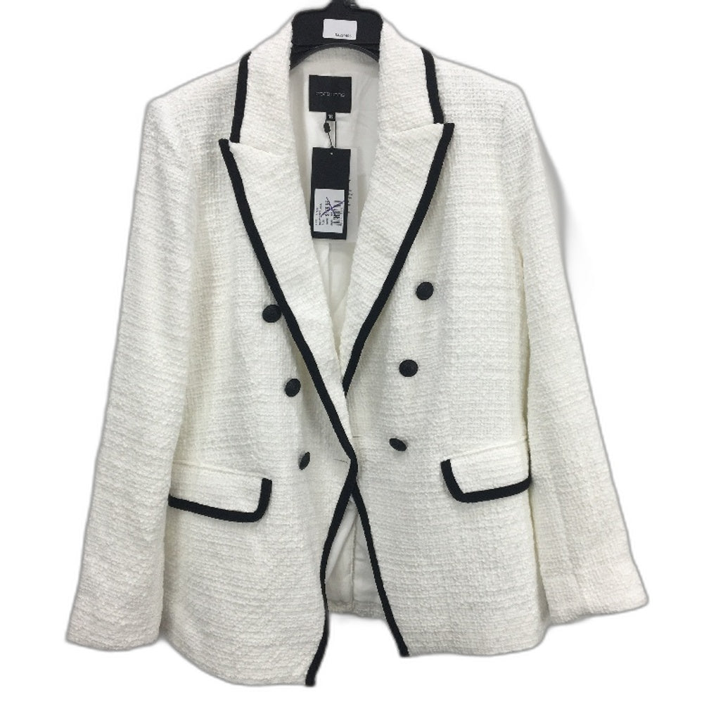 Portmans White Black Accent Knit Style Double Breasted Blazer Ladies Size 16 NEW