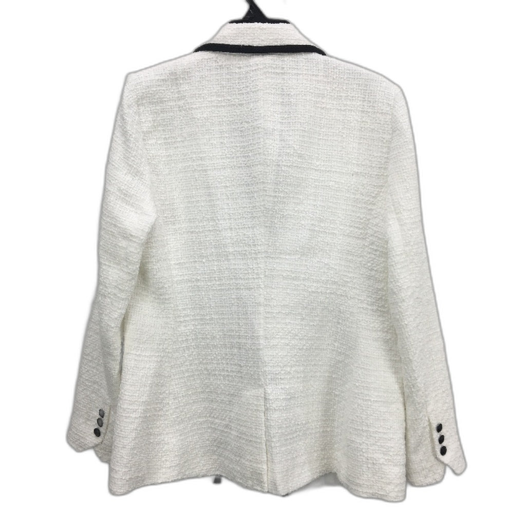 Portmans White Black Accent Knit Style Double Breasted Blazer Ladies Size 16 NEW