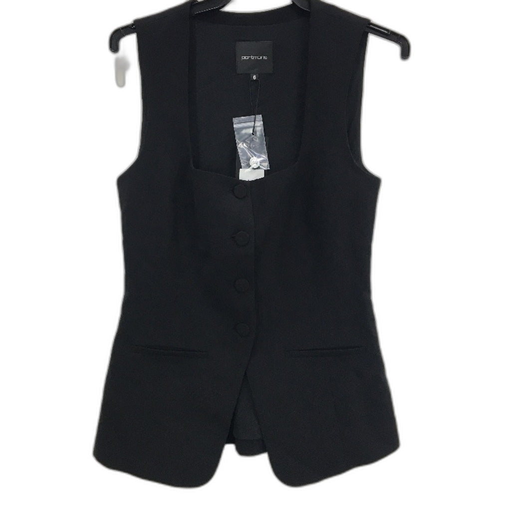 Portmans Black Button Up Fully Lined Soho South Vest Ladies Size 6 NEW