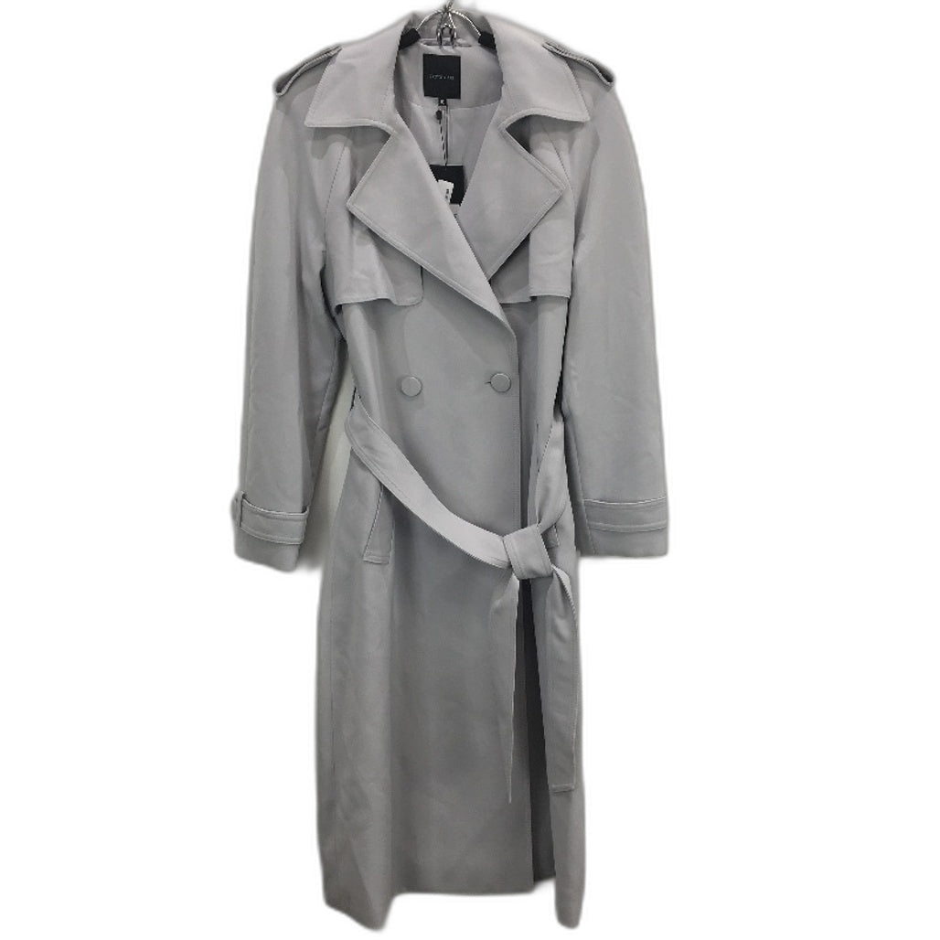 Portmans Dove Grey Longline Double Breasted Belted Trench Coat Ladies Size 10