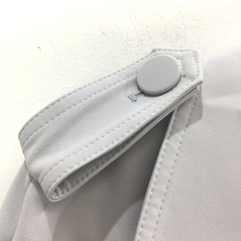 Portmans Dove Grey Longline Double Breasted Belted Trench Coat Ladies Size 10