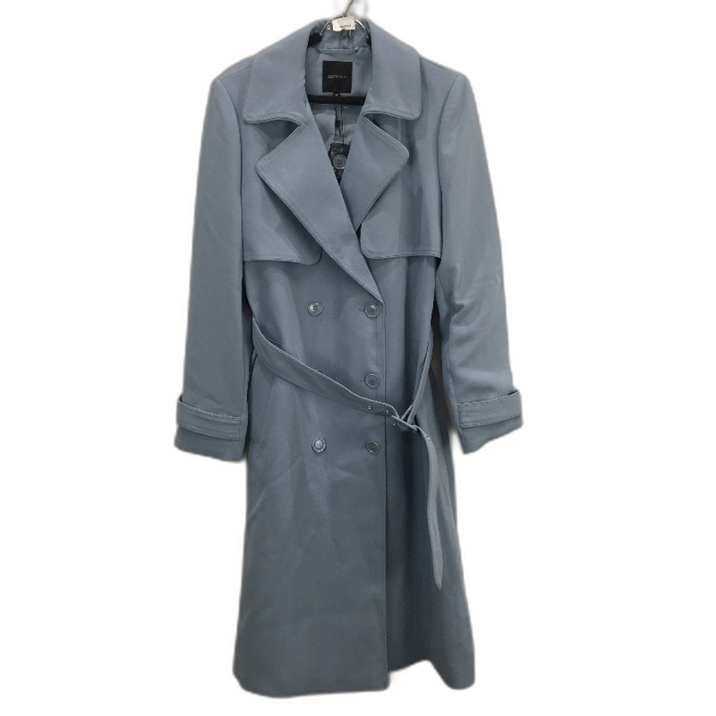 Portmans Dusty Blue Longline Double Breasted Belted Trench Coat Ladies Size 16