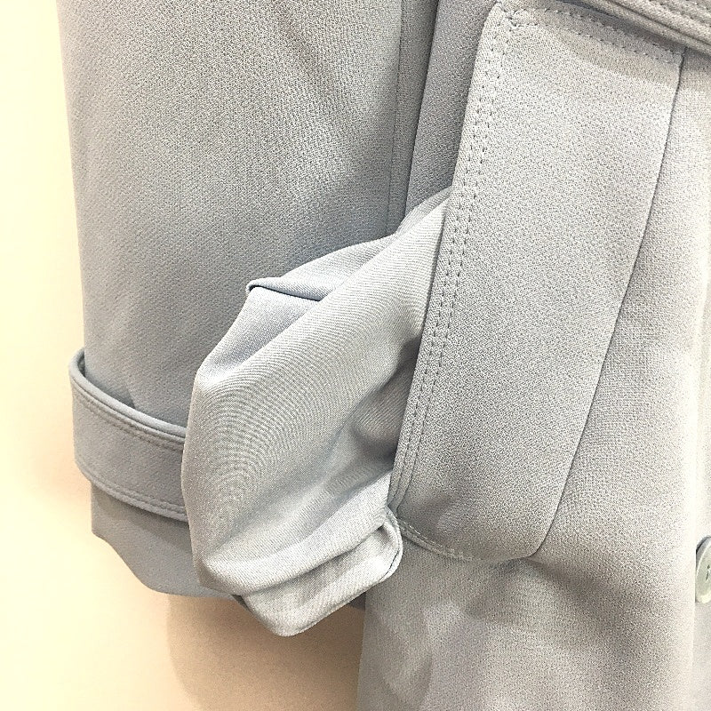 Portmans Dusty Blue Longline Double Breasted Belted Trench Coat Ladies Size 16