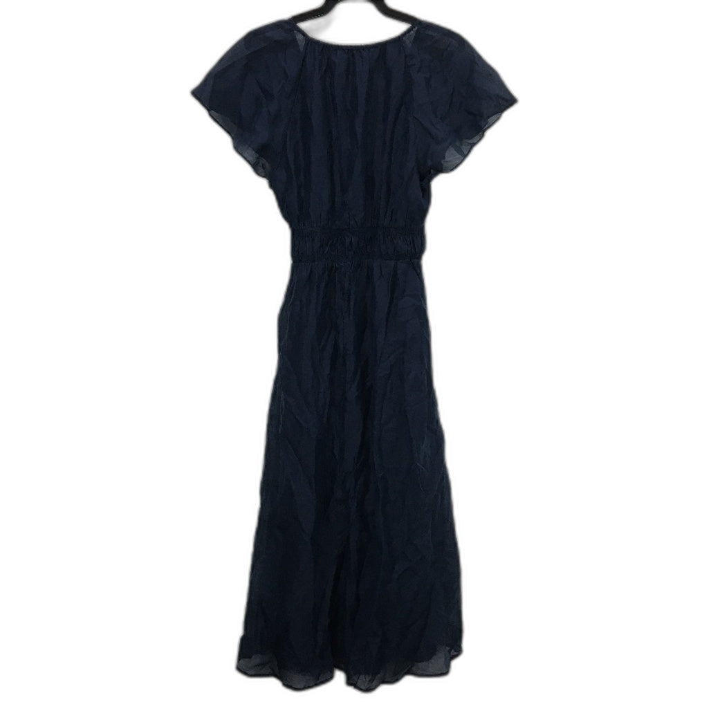 Portmans Navy Blue  Linen Blend Cassia Midi Dress Ladies Size 12 NEW