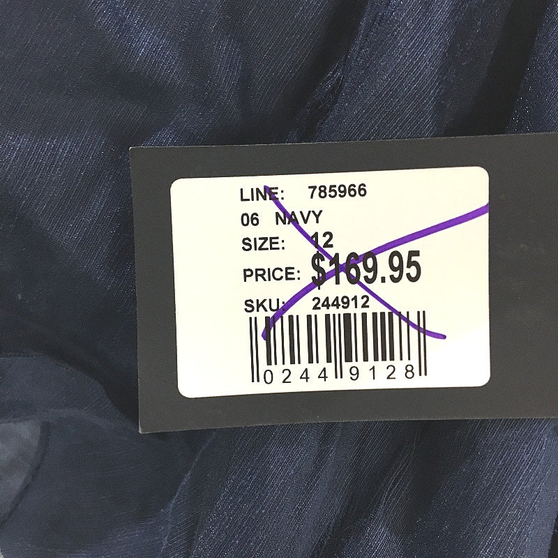 Portmans Navy Blue  Linen Blend Cassia Midi Dress Ladies Size 12 NEW
