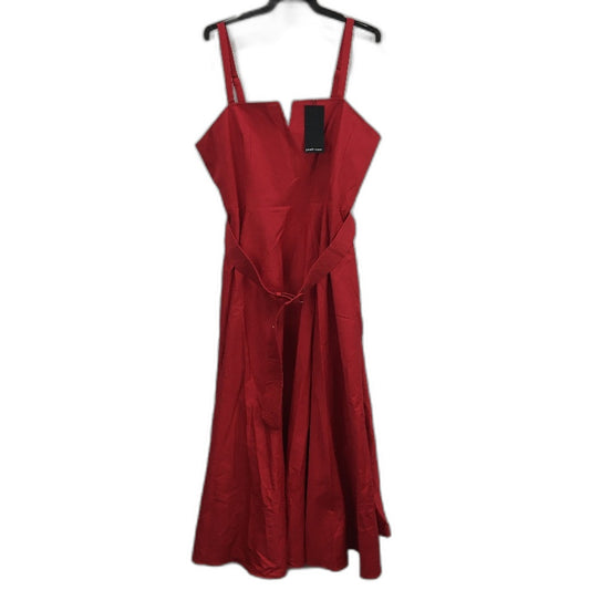 Portmans Poppy Red Cotton Fifi Belted Fit & Flare Midi Dress Ladies Size 16 NEW
