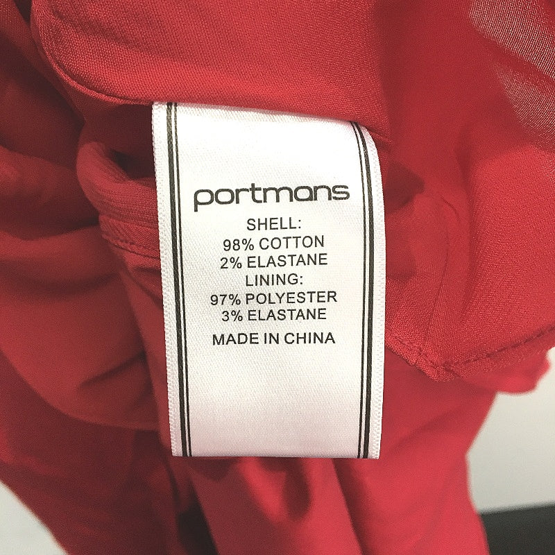 Portmans Poppy Red Cotton Fifi Belted Fit & Flare Midi Dress Ladies Size 16 NEW