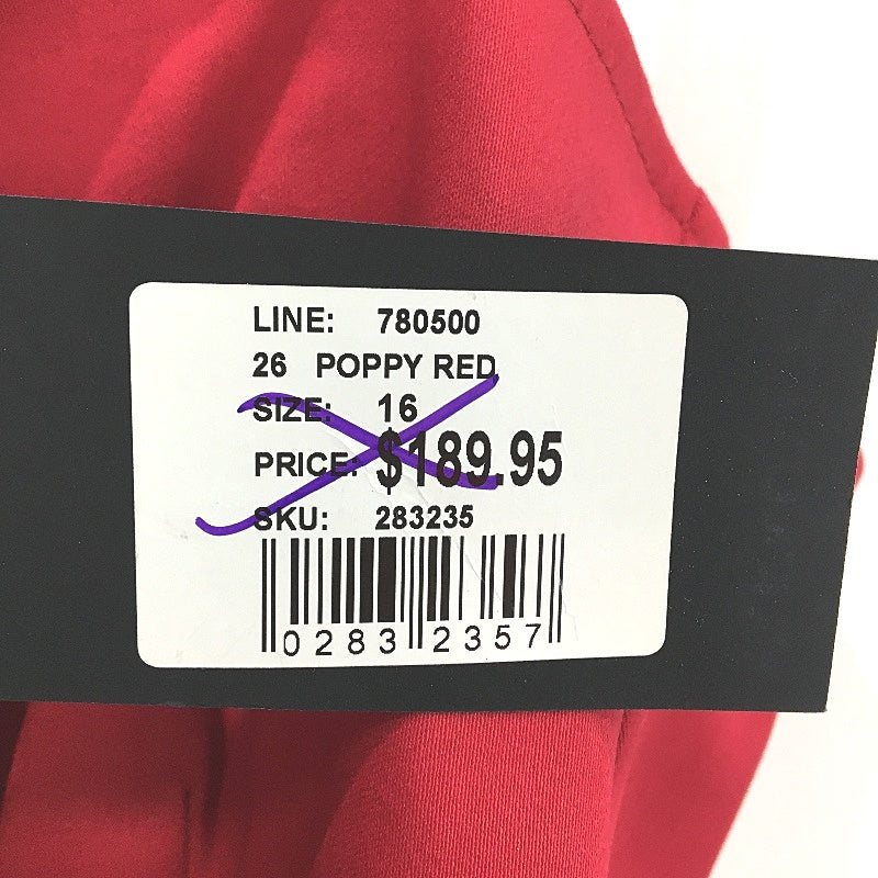 Portmans Poppy Red Cotton Fifi Belted Fit & Flare Midi Dress Ladies Size 16 NEW