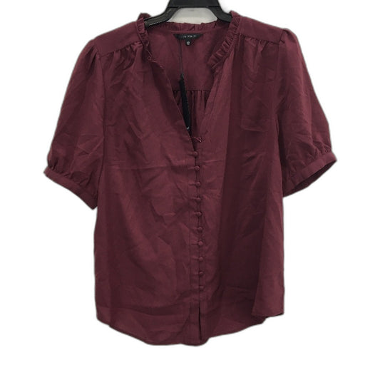 Portmans Merlot Flowy Pleat Design Kelsie Short Sleeve Top Ladies Size 12 NEW