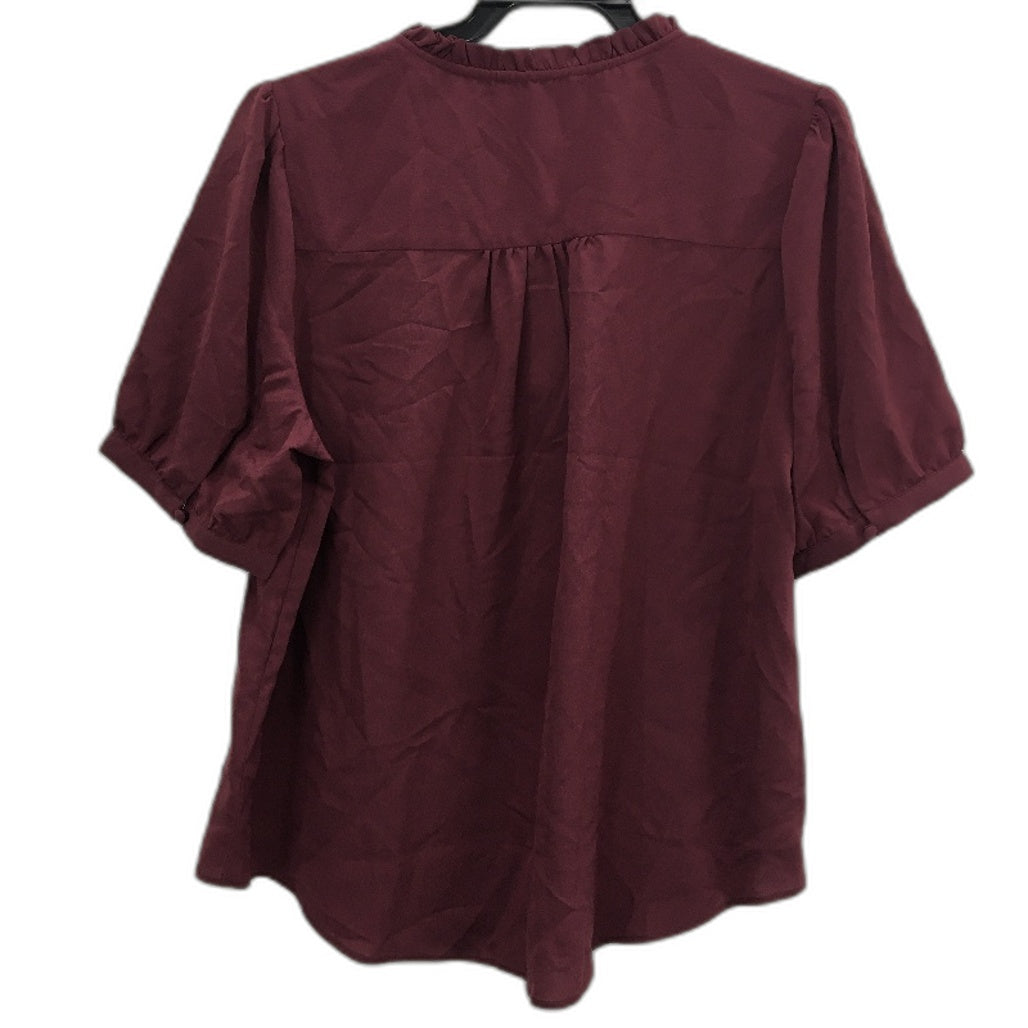 Portmans Merlot Flowy Pleat Design Kelsie Short Sleeve Top Ladies Size 12 NEW