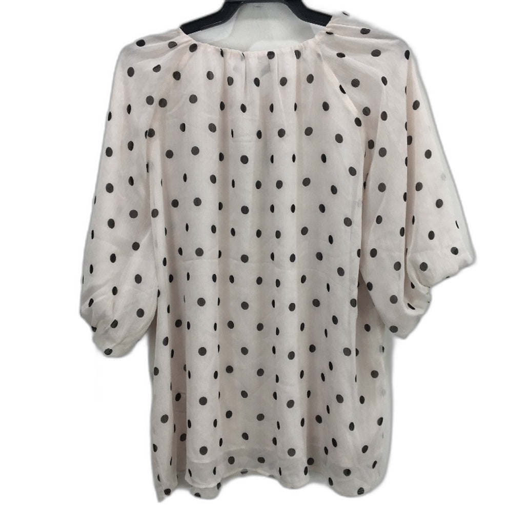 Portmans Vintage White Spot Flowy Faye Puff Sleeve Top Ladies Size 16 NEW