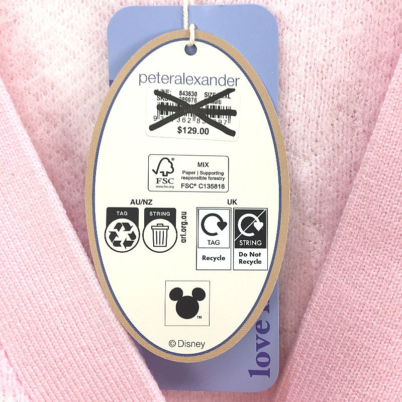 Peter Alexander Disney Bambi Soft Pink Loungerwear Cardigan Ladies Size L/XL NEW
