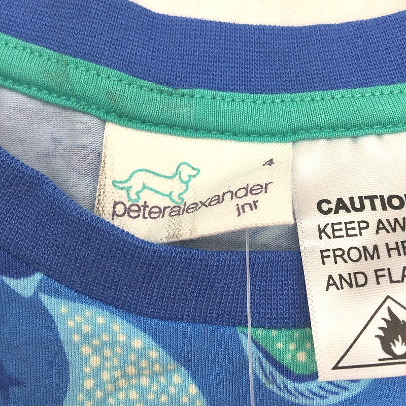 Peter Alexander Aqua & Blue Cotton Sea Life 2 Pce PJ Set JNR Boys Size 4 NEW