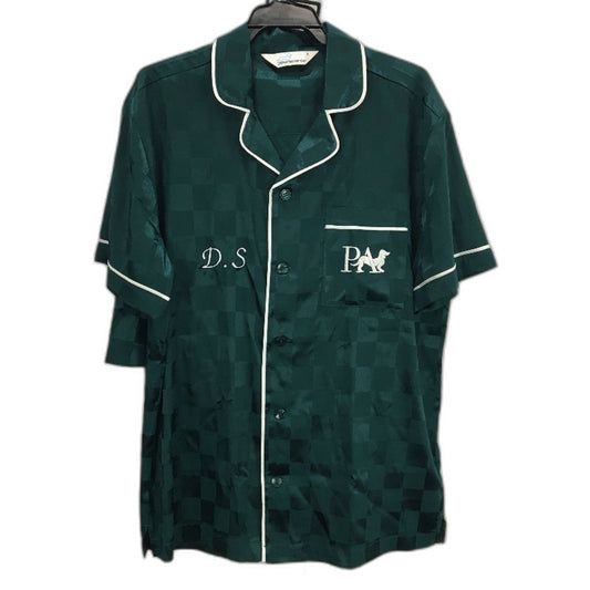 Peter Alexander Green Grid Monogram 'D.S' Satin 2Pce PJ Set Mens Size S NEW