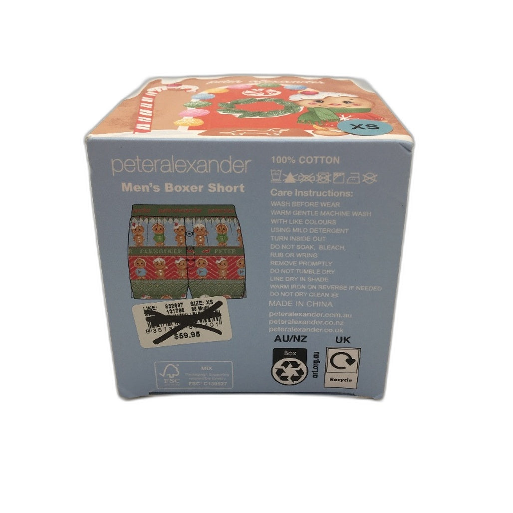 Peter Alexander Cotton Gingerbread Christmas Boxer Shorts Mens Size XS NEW