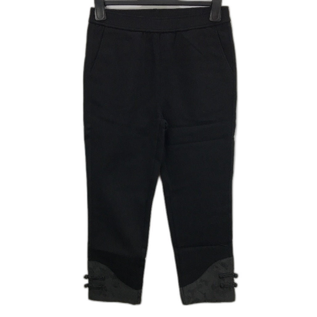 Shezshow Black Fleece Lined Detailed Cropped Capri Pants Ladies Size L NEW