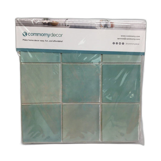 Commomy 10 Pack Teal Green Peel And Stick Self Adhesive 3D Tiles Wall Panels