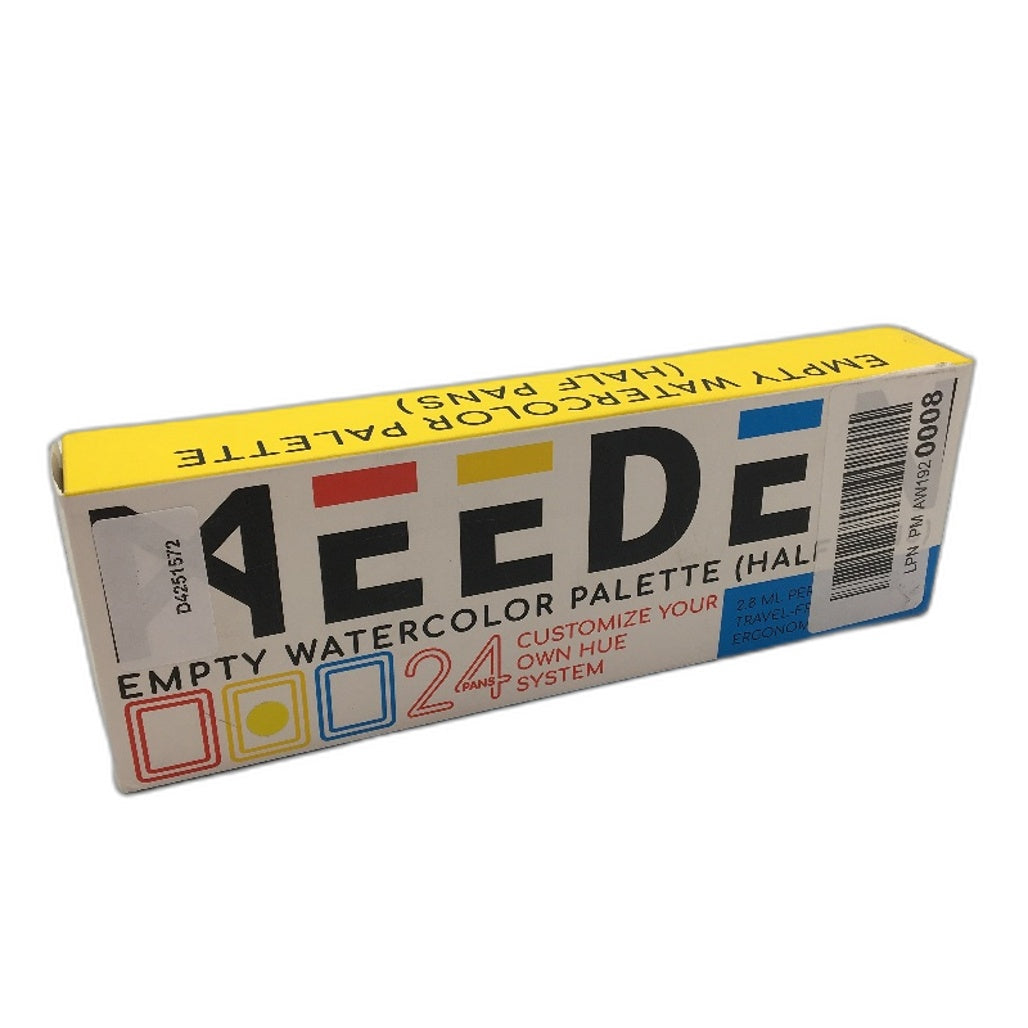 MEEDEN Empty Watercolour Portable Travel Palette Tin Box With 24 Half Pans NEW