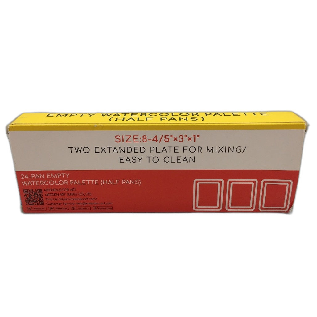 MEEDEN Empty Watercolour Portable Travel Palette Tin Box With 24 Half Pans NEW