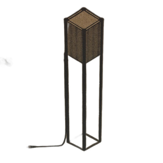 Corner Display Modern Floor Lamp With Wood Finish Shelves E27 LED Bulb Included