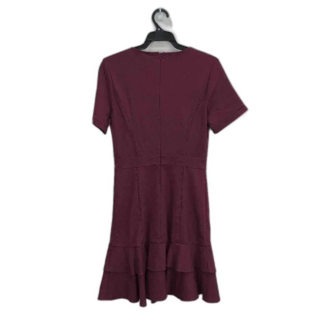 Forever New Plum Short Sleeve Ruffled Patterned Mini Dress Ladies Size AU 8 NEW