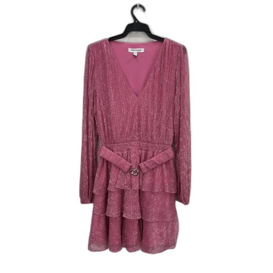 Forever New Pink Long Sleeve Flowy Belted Mini Party Dress Ladies Size AU 10 NEW