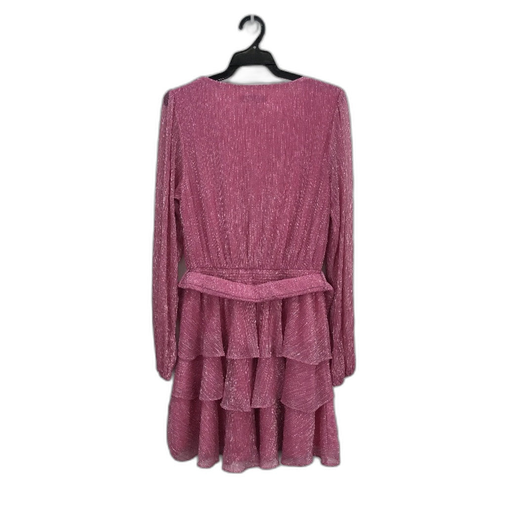 Forever New Pink Long Sleeve Flowy Belted Mini Party Dress Ladies Size AU 10 NEW