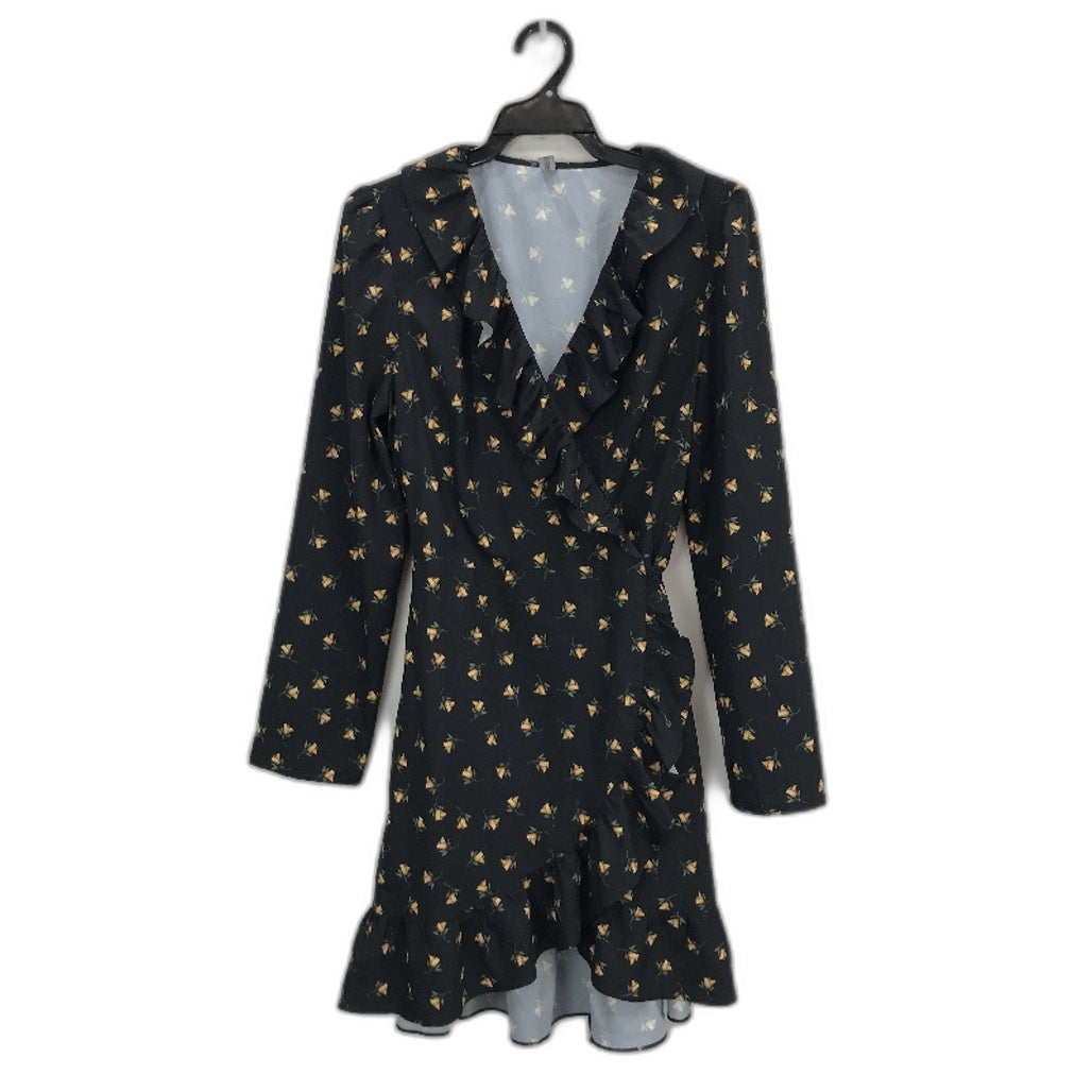 Forever New Black Floral Patterned Overshirt Tie Shirt Ladies Size AU 16