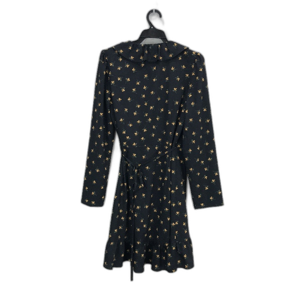 Forever New Black Floral Patterned Overshirt Tie Shirt Ladies Size AU 16