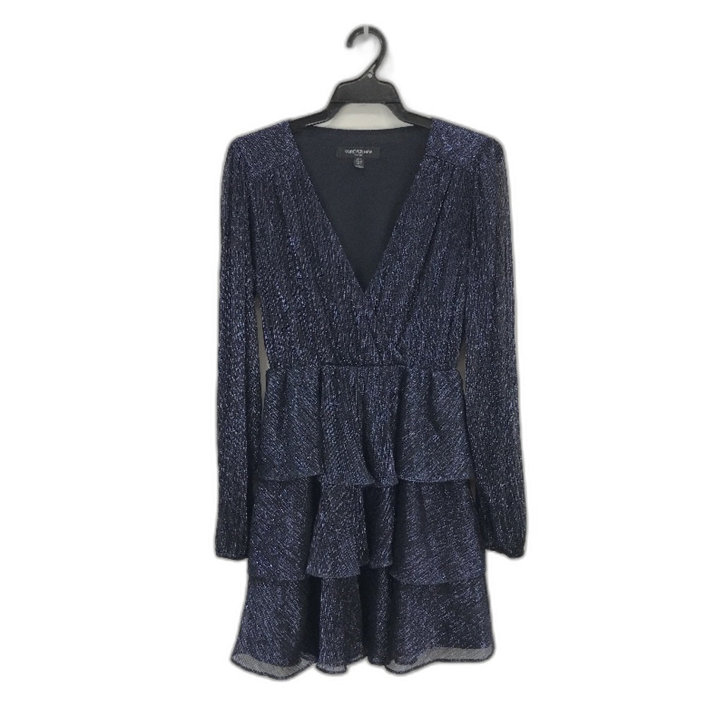 Forever New Navy Long Sleeve Flowy Ruffled Mini Party Dress Ladies Size AU 8 NEW
