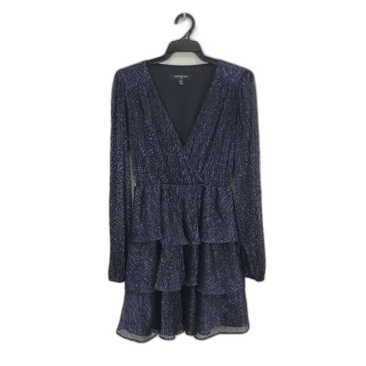 Forever New Navy Long Sleeve Flowy Ruffled Mini Party Dress Ladies Size AU 8 NEW