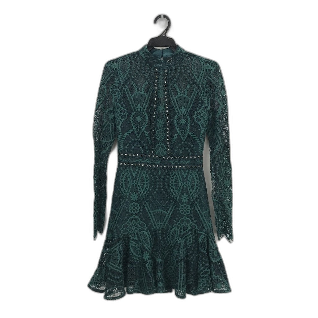 Forever New Green Lacy High-Neck Long Sleeve Mini Dress Ladies Size AU 4 NEW