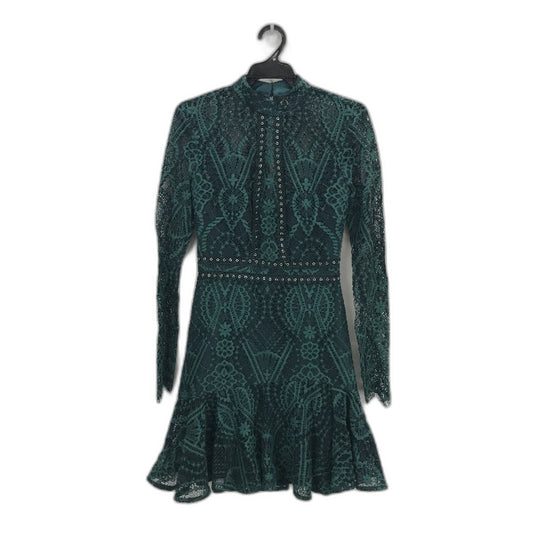 Forever New Green Lacy High-Neck Long Sleeve Mini Dress Ladies Size AU 4 NEW